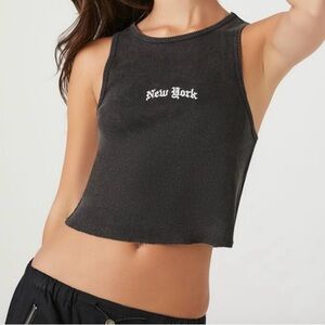 Forever 21 New York Halter Tank Top, Size XS, Cropped, Ribbed